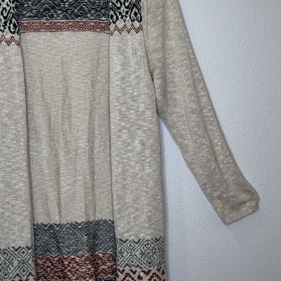 One World Sweater Cardigan Womens XL Multicolor Aztec Tribal Print Open Front - Picture 3 of 8